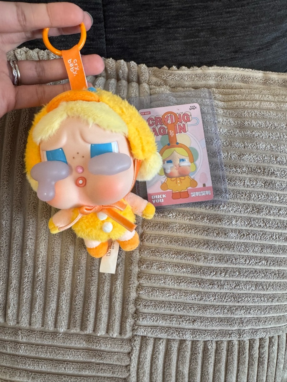 POP MART CryBaby Crying Again Vin Face Plush Pendant - Duck You